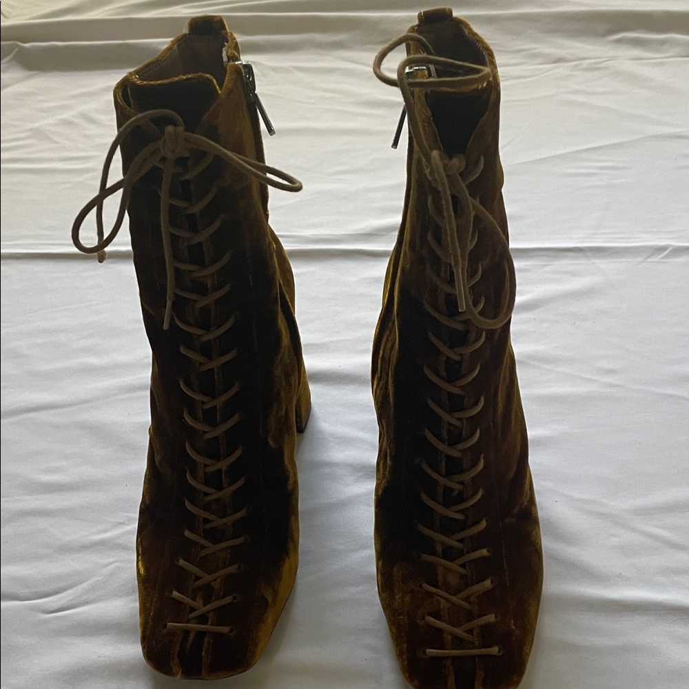 Sam Edelman Velvet Lace-Up Ankle Boots